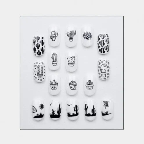 Nagel inspiratie met cactussen. Stempelplaat voorbeelden van cactussen