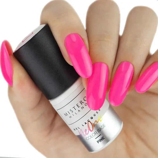 Neon base coat - Pink - Voorbeeld op nagels