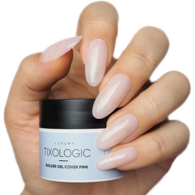 Tixologic builder gel cover pink voorbeeld op nagels