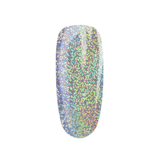 Transfer folie holo dots op nagel.