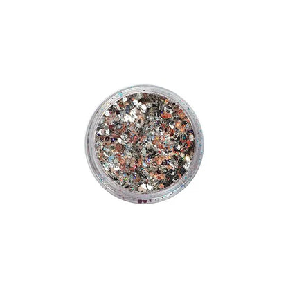 Zilveren glitters met iriserende gouden spikkels