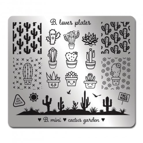 Stempelplaat cactus. Nail art far west en cowboys. Merk: B loves plates, cactus garden.